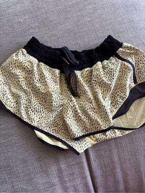 Light Neon Yellow Animal-Print Women’s Athletic Shorts with Black Trim